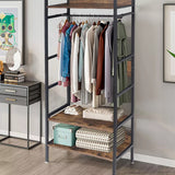 Coat Racks: Rustic Wooden Clothes Garment Rail Open Hanging Display Shelf Shoe Rack Entryway