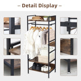 Coat Racks: Rustic Wooden Clothes Garment Rail Open Hanging Display Shelf Shoe Rack Entryway
