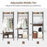 Coat Racks: Rustic Wooden Clothes Garment Rail Open Hanging Display Shelf Shoe Rack Entryway
