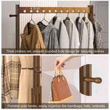Coat Racks: Walnut Wood Rolling Clothing Garment Rack Open Wardrobe Entryway Bedroom Shop