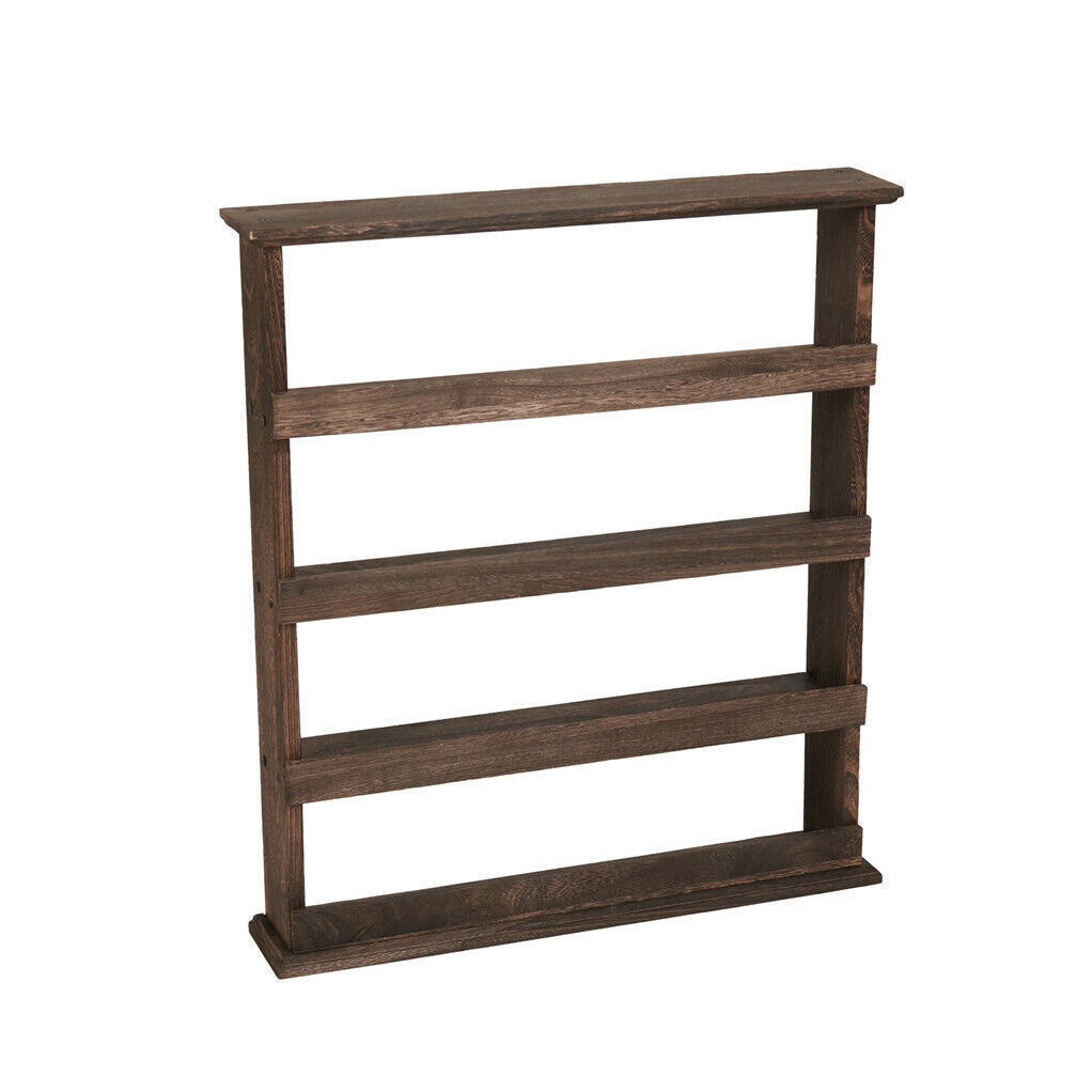 Wall Storage Racks: 4 Tiers Rustic Wood Spice Rack Organizer Wall Mounted Kitchen Shelves Space Save