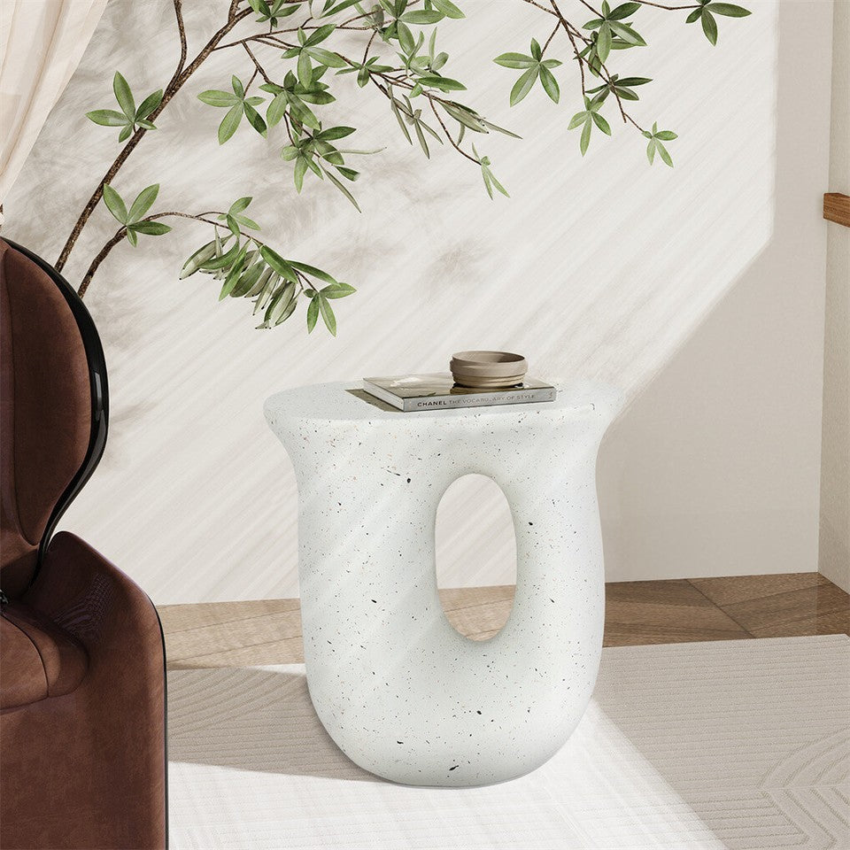 Table & Bar Stools: U-Shaped Terrazzo Concrete Outdoor Stool