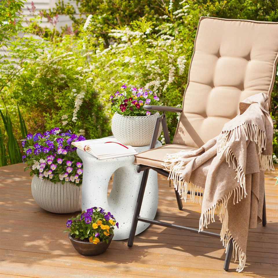 Table & Bar Stools: U-Shaped Terrazzo Concrete Outdoor Stool