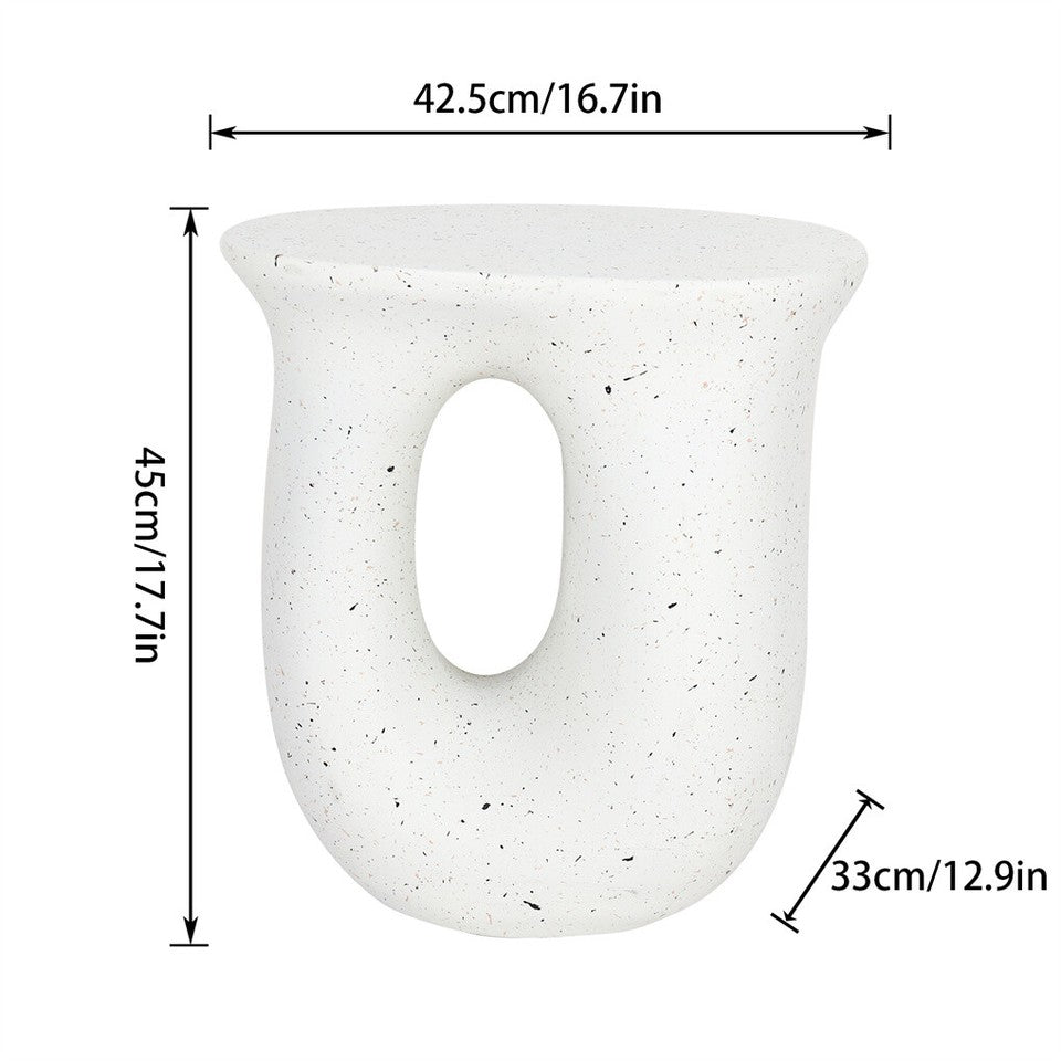 Table & Bar Stools: U-Shaped Terrazzo Concrete Outdoor Stool
