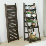 Bookcases & Shelves: Retro 4 Tier Wooden Ladder Bookcase Folding Book Shelf Plant Stand Storage Rack