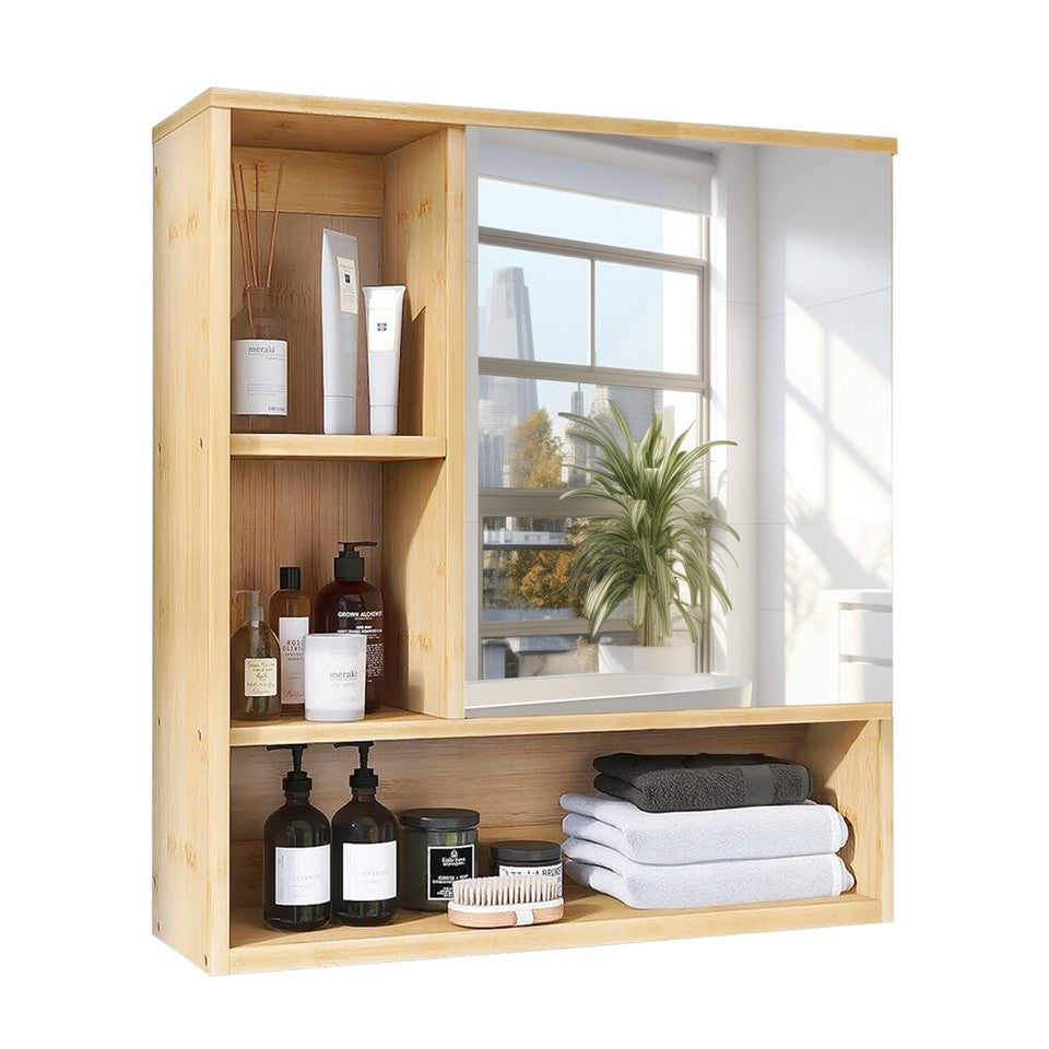 Bathroom Cabinets, Cupboards & Storage: Xl Bathroom Wall Mirror Medicine Cabinet With Single Door And Adjustable Shelves