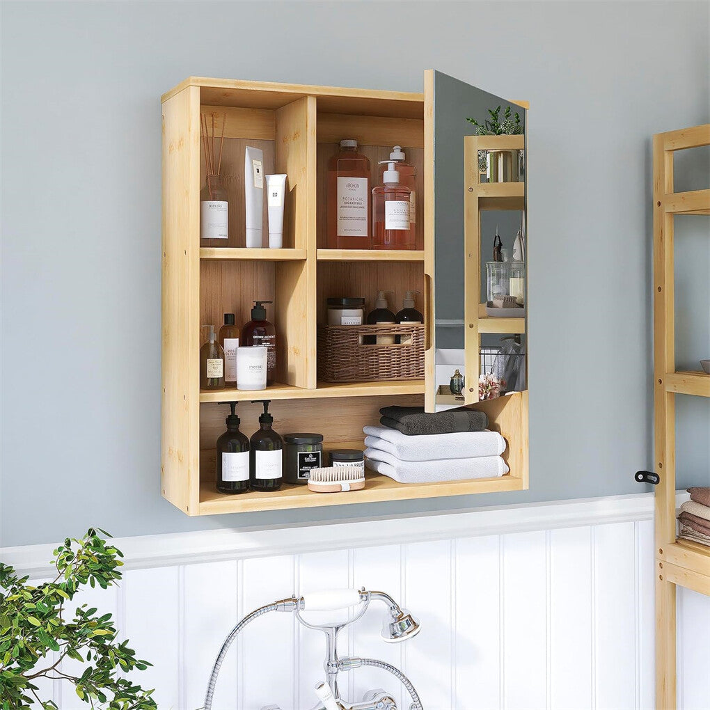 Bathroom Cabinets, Cupboards & Storage: Xl Bathroom Wall Mirror Medicine Cabinet With Single Door And Adjustable Shelves