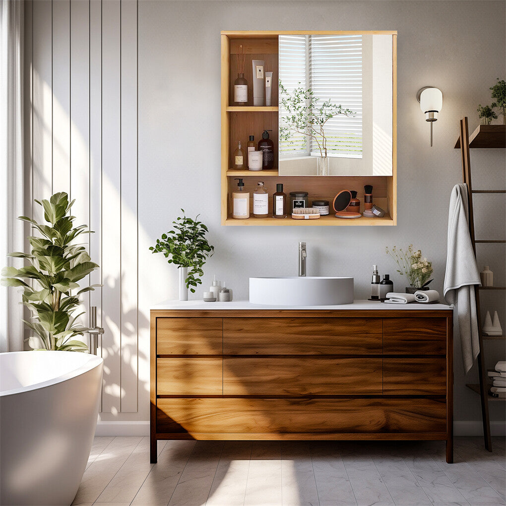 Bathroom Cabinets, Cupboards & Storage: Xl Bathroom Wall Mirror Medicine Cabinet With Single Door And Adjustable Shelves