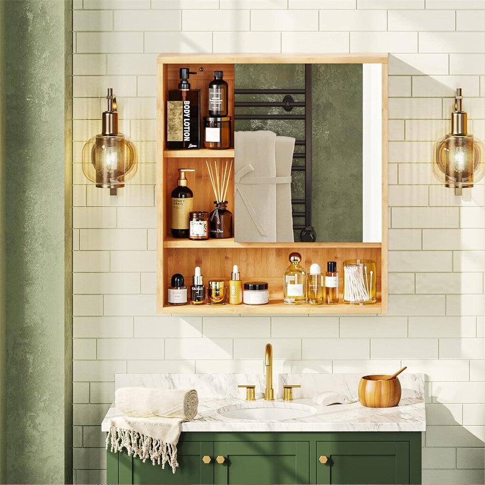 Bathroom Cabinets, Cupboards & Storage: Xl Bathroom Wall Mirror Medicine Cabinet With Single Door And Adjustable Shelves