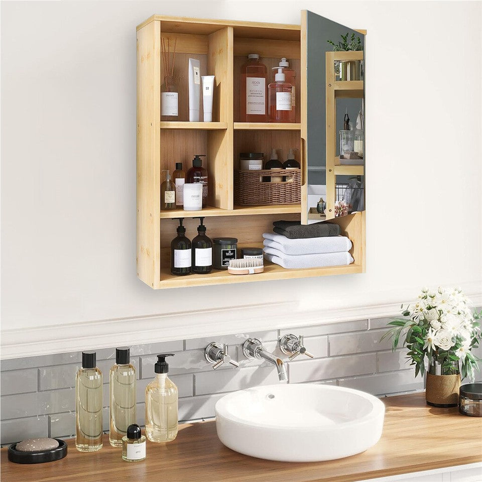 Bathroom Cabinets, Cupboards & Storage: Xl Bathroom Wall Mirror Medicine Cabinet With Single Door And Adjustable Shelves