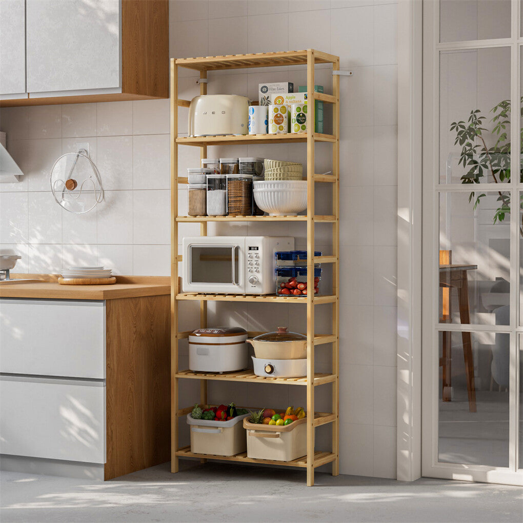 Storage Cabinets & Lockers: Fin Super Large Wooden Storage Unit 6 Adjustable Shelves Home Kitchen Organization