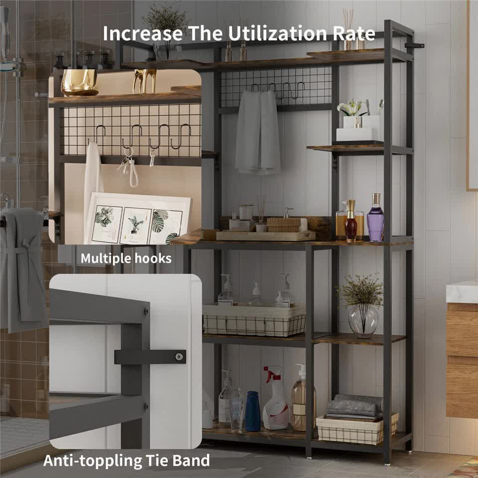 Bookcases & Shelves: XXL Large Kitchen Bakers Rack Freestanding Microwave Stand Kitchen Storage Shelf