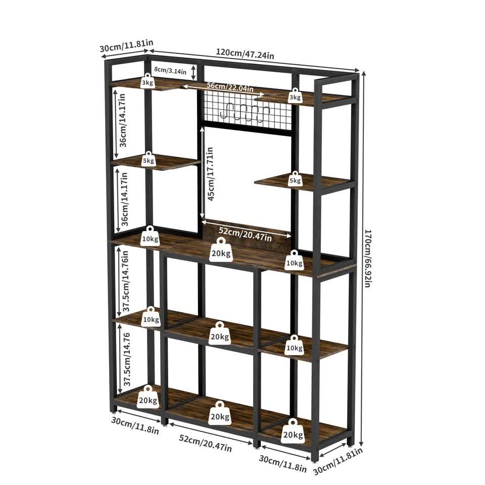 Bookcases & Shelves: XXL Large Kitchen Bakers Rack Freestanding Microwave Stand Kitchen Storage Shelf