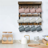 Wall Storage Racks: Tea Coffee Mug Rack Storage Holder Cup Hanger Wood Wall Mounted Teacup Organizer
