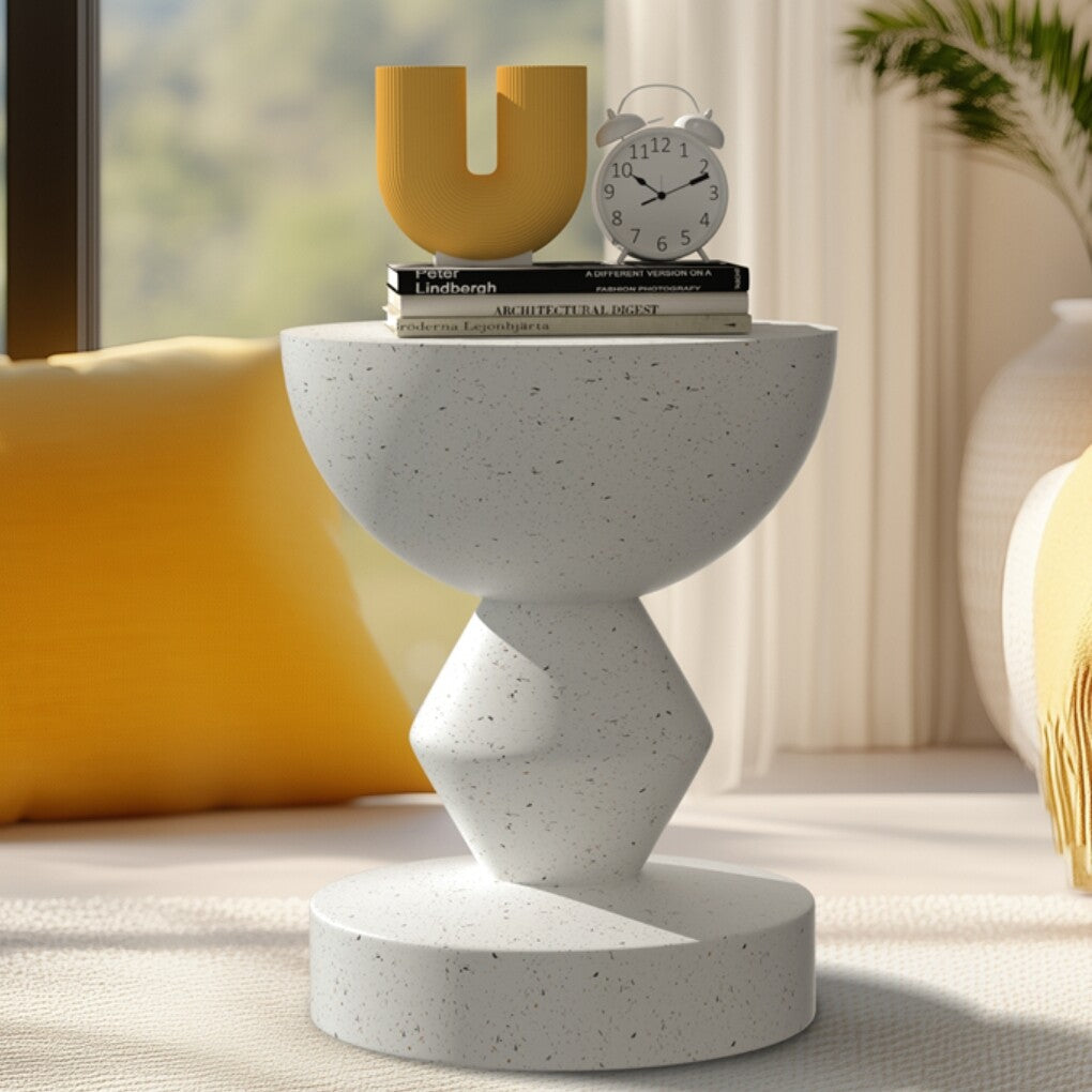 Stylish Lightweight Concrete Sofa Side Table Cement Bedside Table Outdoor Patio