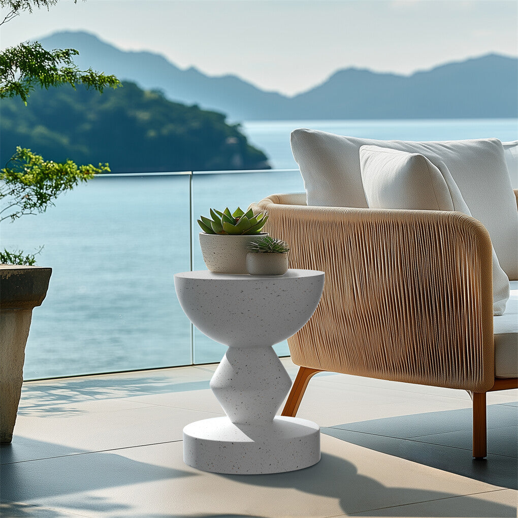Stylish Lightweight Concrete Sofa Side Table Cement Bedside Table Outdoor Patio