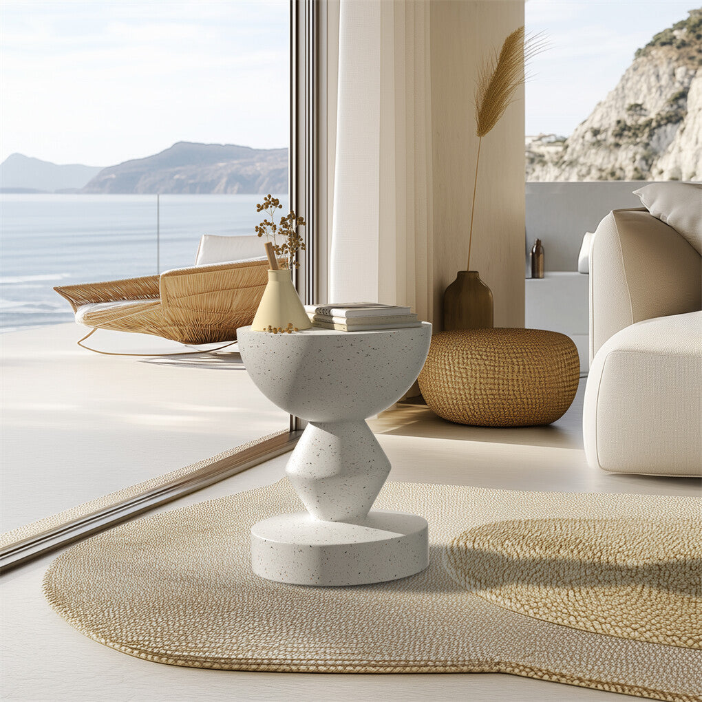 Stylish Lightweight Concrete Sofa Side Table Cement Bedside Table Outdoor Patio
