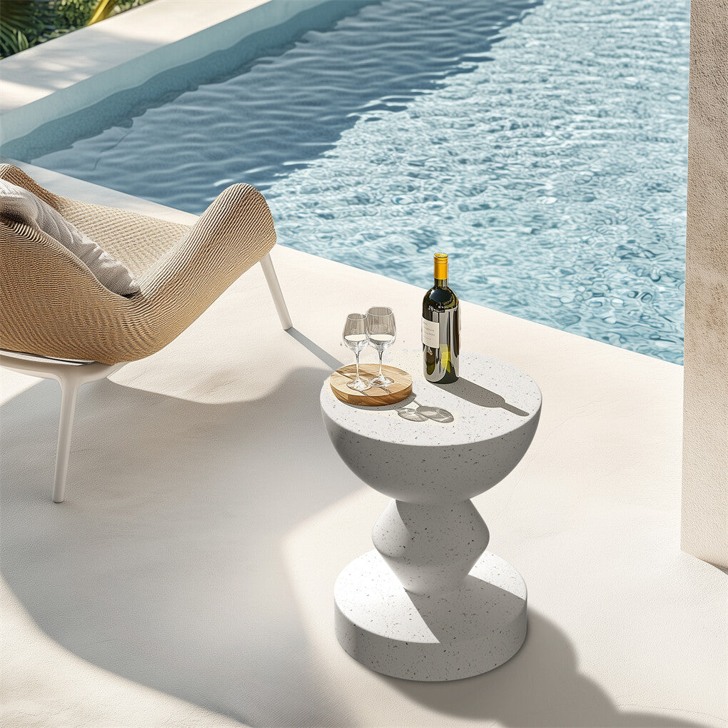 Stylish Lightweight Concrete Sofa Side Table Cement Bedside Table Outdoor Patio