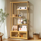 Bookcases & Shelves: 6 Tiers Freestanding Bamboo Storage Shelf High & Low Shelf Bookshelf Plant Stand
