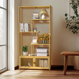Bookcases & Shelves: 6 Tiers Freestanding Bamboo Storage Shelf High & Low Shelf Bookshelf Plant Stand