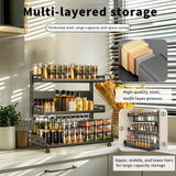 Wall Storage Racks: 3-Tier Large Kitchen Spice Rack Anti-Rust Organizer Shelf, Height Adjustable Storage Rack AU