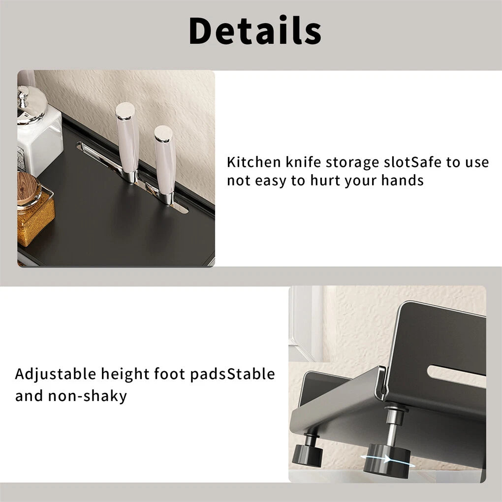 Wall Storage Racks: 3-Tier Large Kitchen Spice Rack Anti-Rust Organizer Shelf, Height Adjustable Storage Rack AU
