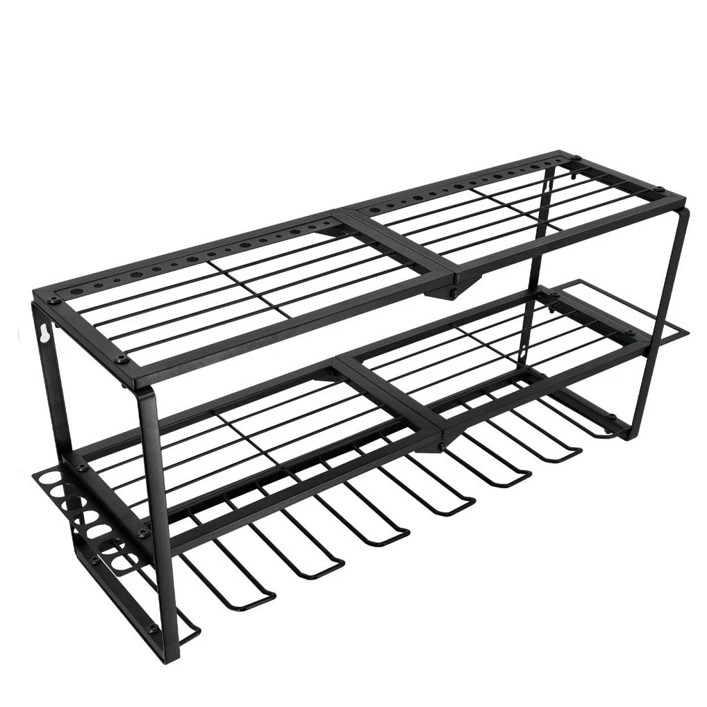 P&P Heavy Duty Power Tool Organizer with 7 Drill Holders Wall Mounted Garage Storage Rack for Tools & Utility