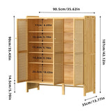 Shoe Storage: Modern Bamboo Shoe Rack Storage Cabinet with 3 Woven Rattan Doors, 5-Tier Shoe Organizer Shelf Cupboard for Entryway, Hallway, Bedroom - Natural Wood