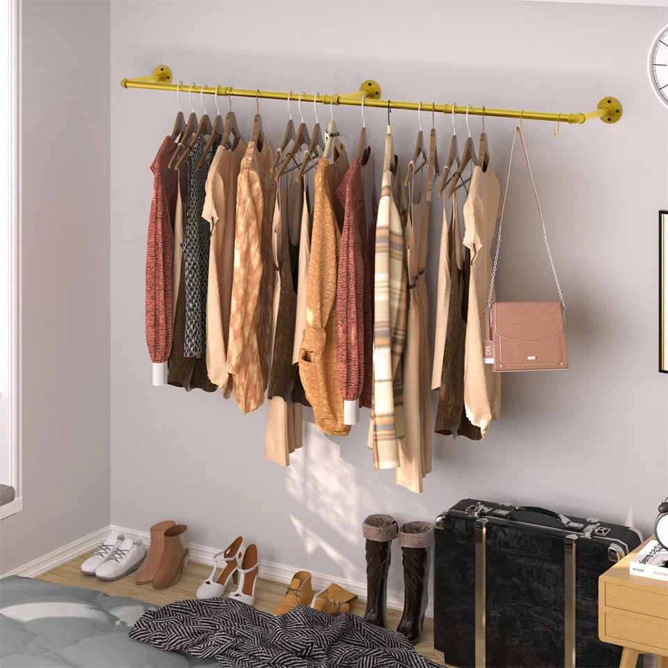 Drying Racks & Hangers: Vintage Gold Wall-Mounted Clothes Rack  Strong Metal Garment Hanging Rail