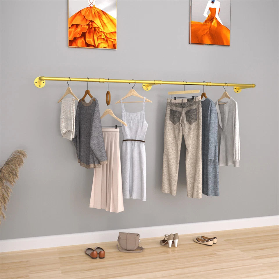 Drying Racks & Hangers: Vintage Gold Wall-Mounted Clothes Rack  Strong Metal Garment Hanging Rail