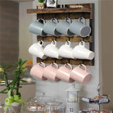 Wall Storage Racks: Heavy Duty Wall Mount Coffee Teacup Mug Rack Wood 12 Hook Holder Display Storage