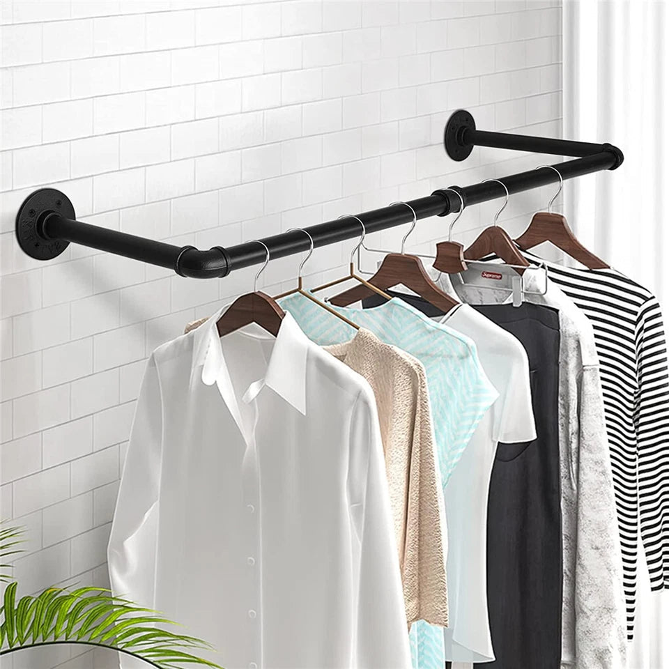 Drying Racks & Hangers: 2-Pack Heavy Metal Pipe Clothes Rack Rails for Closet Hanging Storage