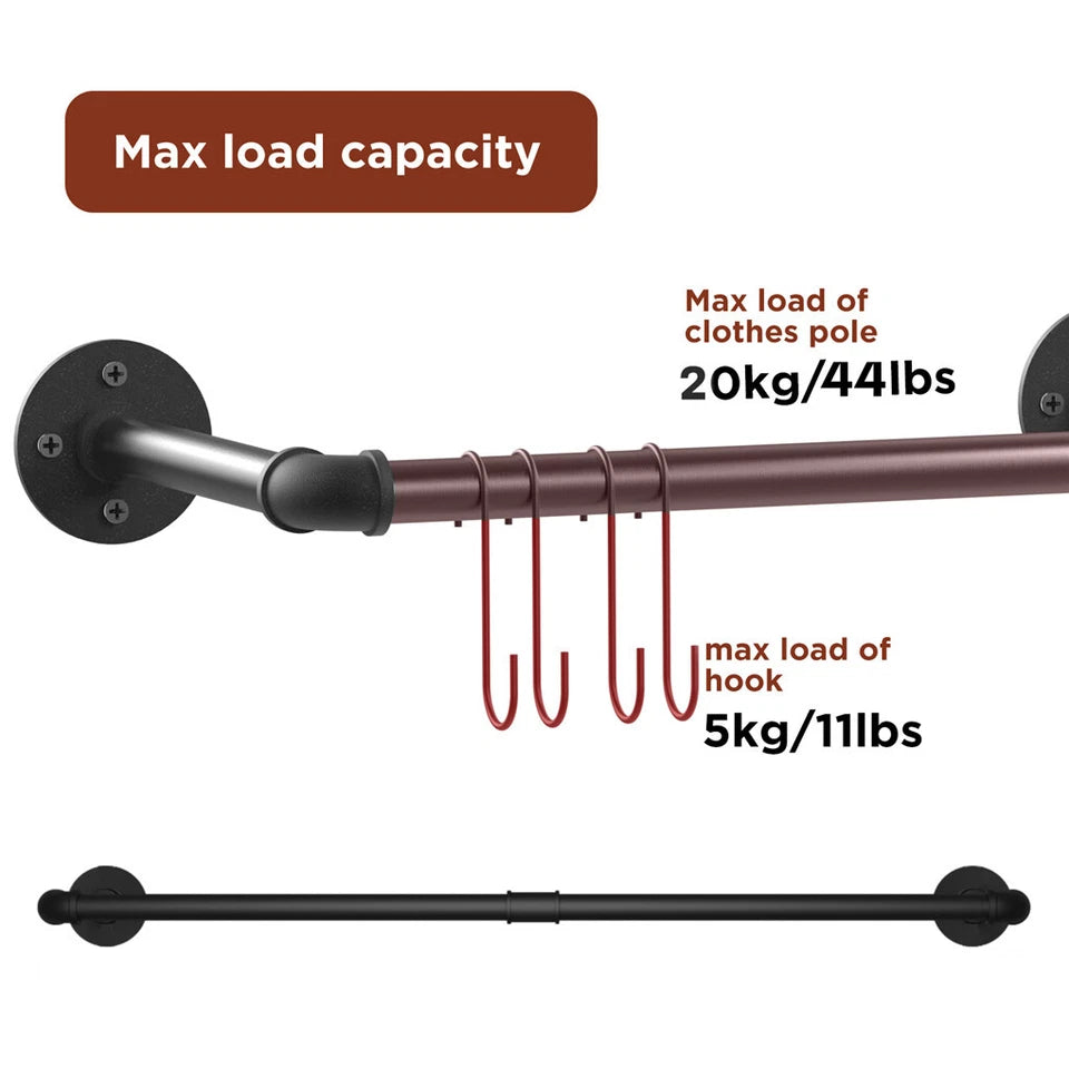 Drying Racks & Hangers: 2-Pack Heavy Metal Pipe Clothes Rack Rails for Closet Hanging Storage