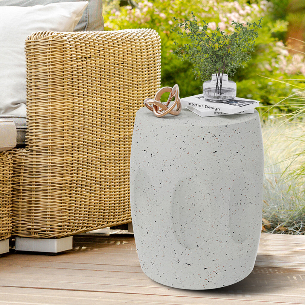 Dining Tables: Heavy Duty Concrete Side Table Modern Decorative Garden Stool Patio End Table