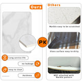 Coffee Tables: Extra Thick Marble Coffee Table White Sintered Stone Rectangular Center Table with Black Metal Frame