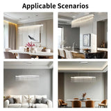 Ceiling Lights: Modern LED Tassel Pendant Light Aluminum Linear Chandelier Dimmable Ceiling Lighting for Dining Room, Kitchen Island, Living Room - Chrome Silver