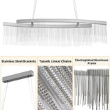 Ceiling Lights: Modern LED Tassel Pendant Light Aluminum Linear Chandelier Dimmable Ceiling Lighting for Dining Room, Kitchen Island, Living Room - Chrome Silver