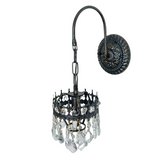 Night Lights & Ambient Lighting: Vintage Wall Light Sconce with Clear Crystals, Black and Gold Glass Wall Lamp, 3-Mode Dimmable LED E14 Lighting Fixture for Home, Bathroom, Dining Room, Hallway