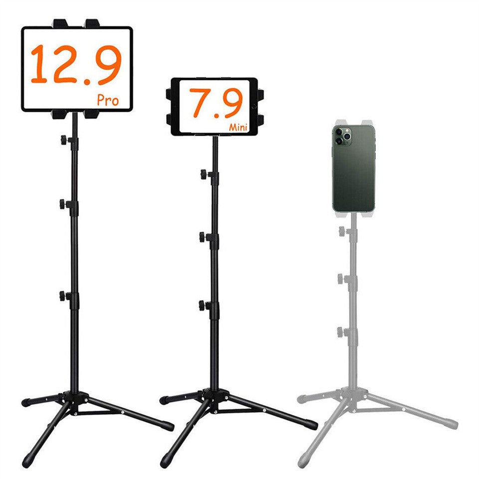 Camera Accessories: Adjustable 4.7-12.9" Stable Tripod Floor Stand Lazy Tablet Mount Holder for iPad