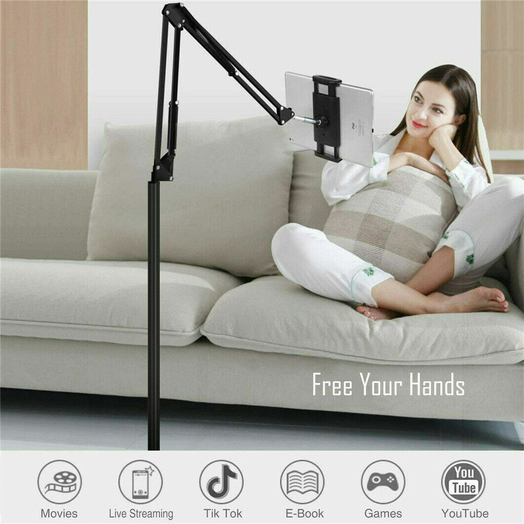 Screens & Stands: 360 Tablet Floor Stand Adjustable 5-12.9 Inch Overhead Phone Desktop Holder