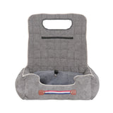 Dog Beds: Large Cozy Dog Car Booster Double-Side Cushion Pet Travel Bed with Adjustable Strap