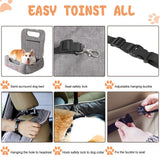 Dog Beds: Large Cozy Dog Car Booster Double-Side Cushion Pet Travel Bed with Adjustable Strap