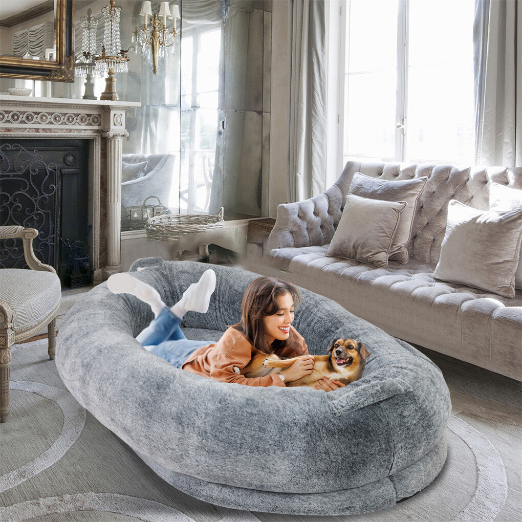 Dog Beds: Xxl Human-Sized Dog Bed Washable Orthopedic Pet Bed Bean Bag With Soft Blanket