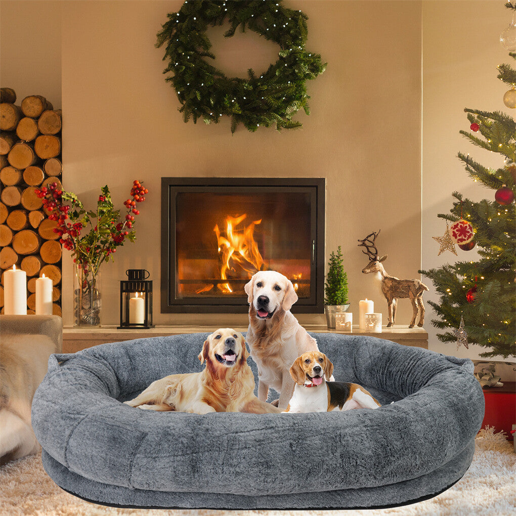 Dog Beds: Xxl Human-Sized Dog Bed Washable Orthopedic Pet Bed Bean Bag With Soft Blanket