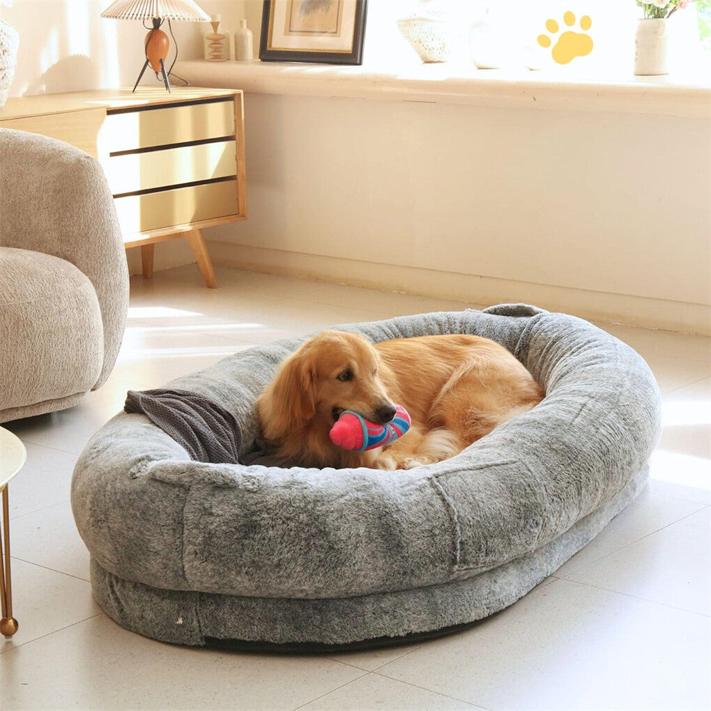 Dog Beds: Xxl Human-Sized Dog Bed Washable Orthopedic Pet Bed Bean Bag With Soft Blanket