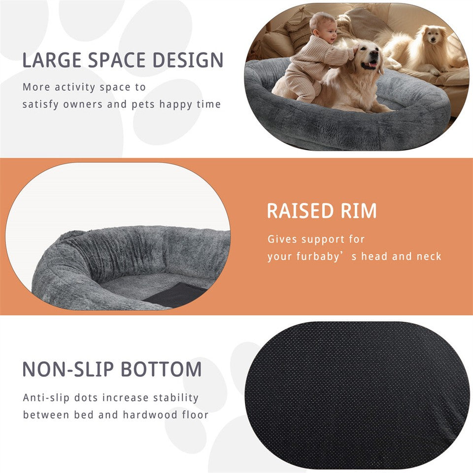 Dog Beds: Xxl Human-Sized Dog Bed Washable Orthopedic Pet Bed Bean Bag With Soft Blanket