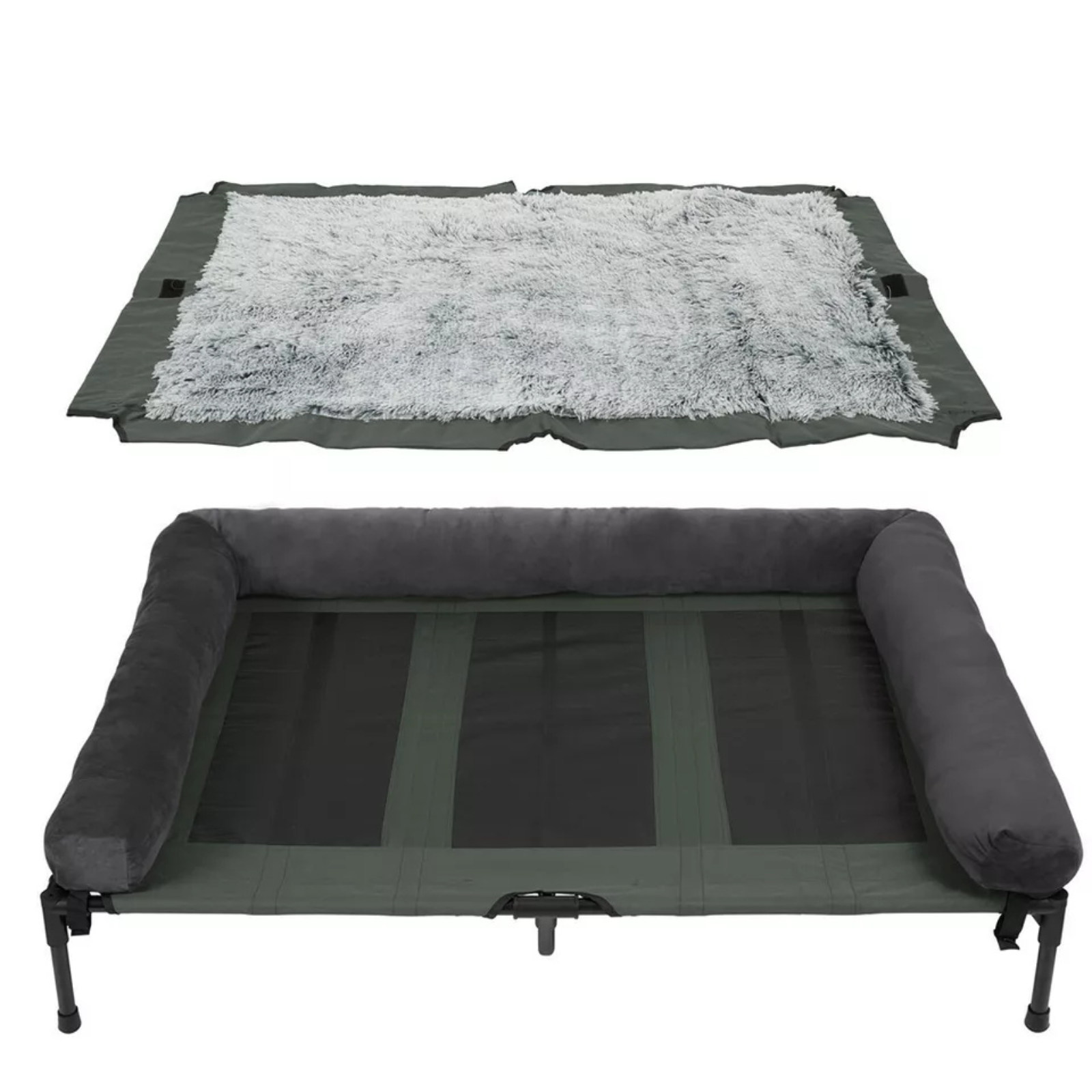 Dog Collars, Leads & Harnesses: P&P Brown Pet Cot with Bolster Support and Breathable Mesh Design for Dogs to Lounge