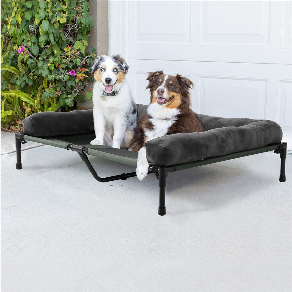 Dog Beds: Oversized Raised Dog Bed with Cooling Bolster Lounger