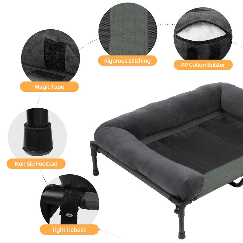 Dog Beds: Oversized Raised Dog Bed with Cooling Bolster Lounger