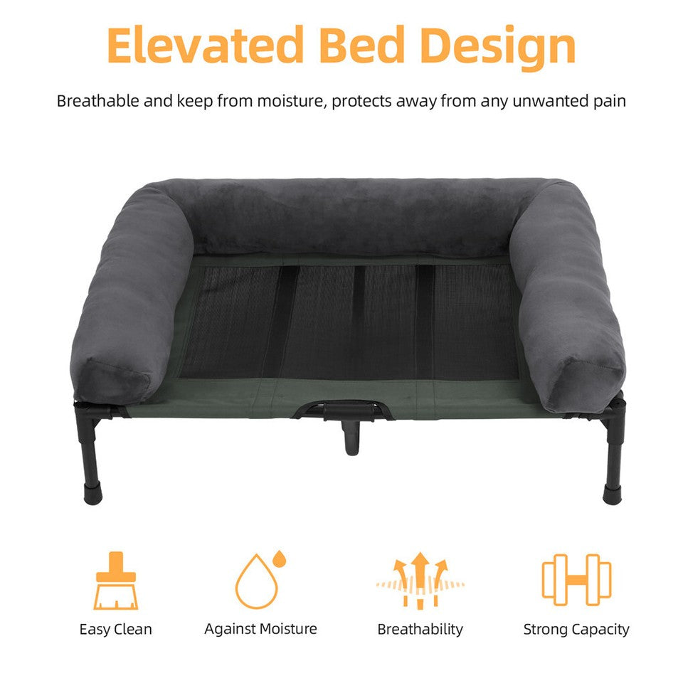 Dog Beds: Oversized Raised Dog Bed with Cooling Bolster Lounger